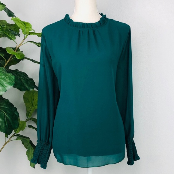 emerald green chiffon blouse